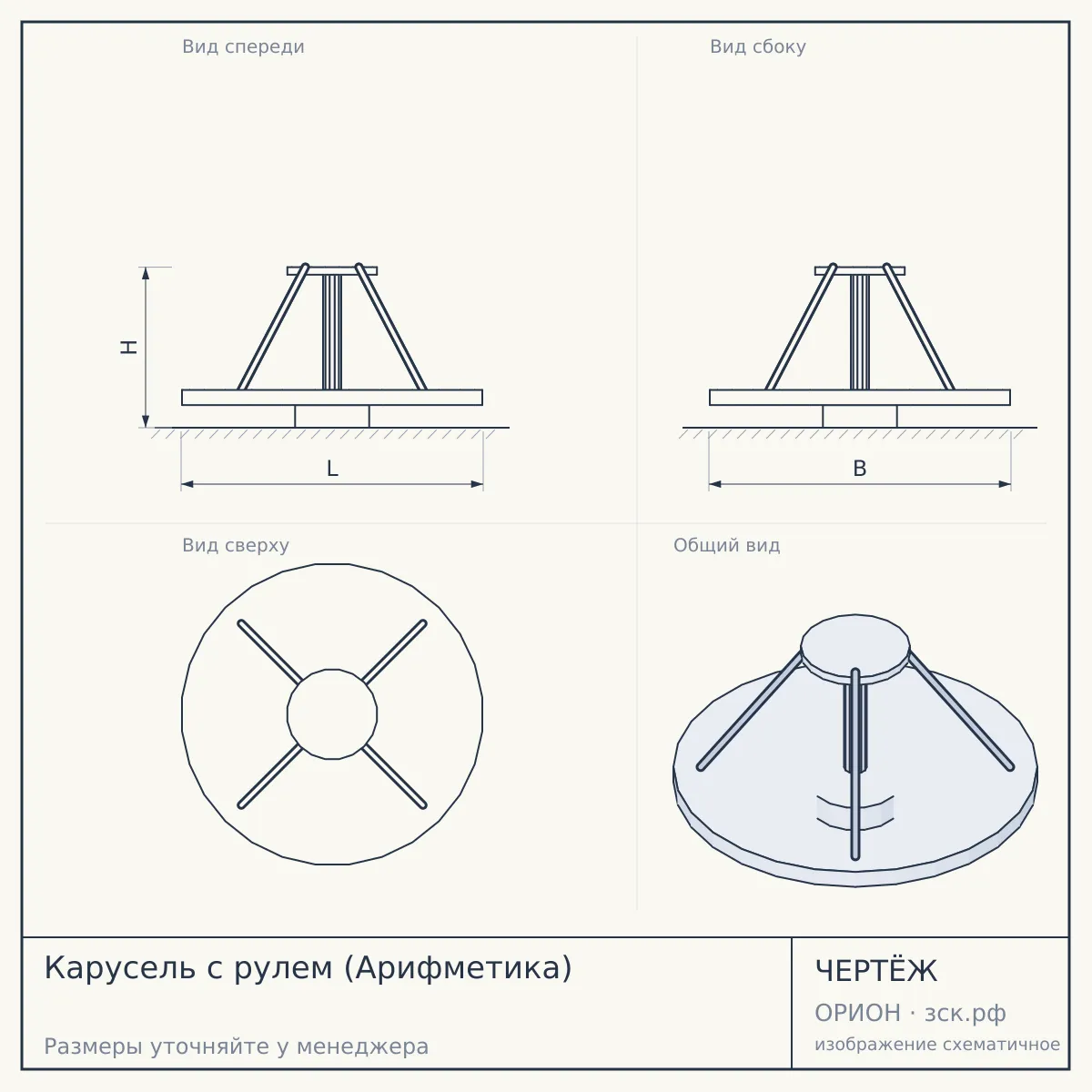 Карусель с рулем (Арифметика) — чертёж